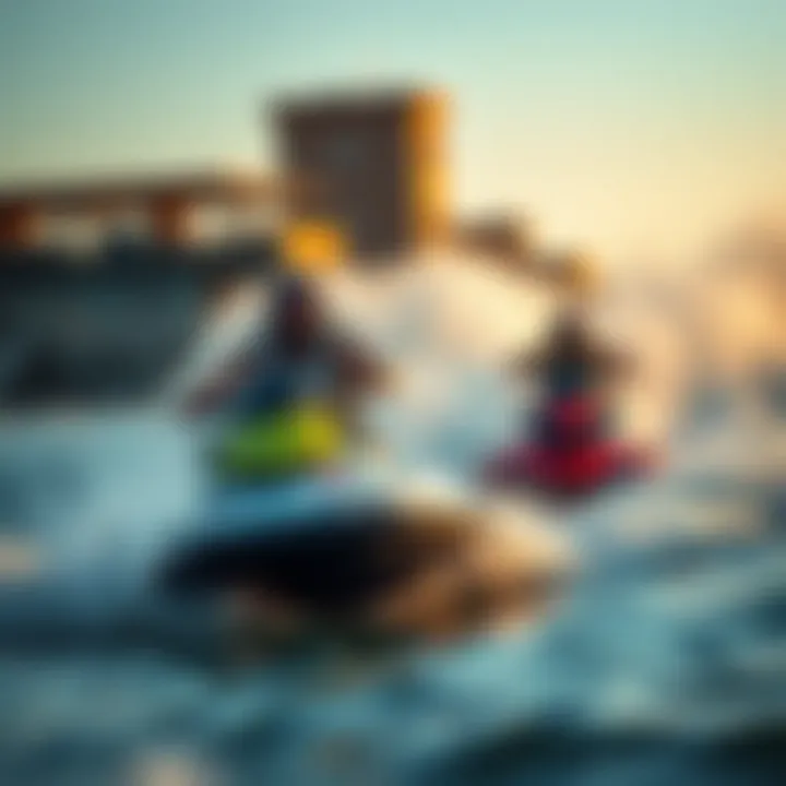 An exciting jet ski race, capturing the thrill and adrenaline of competitive water sports.