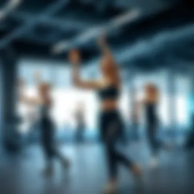 Energetic Group Fitness Class Group fitness class in action at Fitness First Dubai Marina