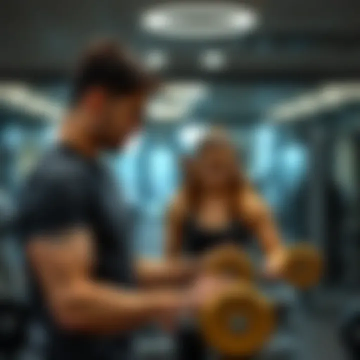 Dedicated Personal Training Session Personal trainer assisting a client at Fitness First Dubai Marina