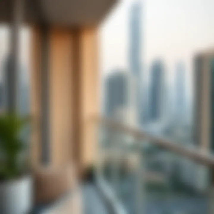 Scenic Balcony View in Dubai Urban view from a 1 BHK apartment balcony in Dubai