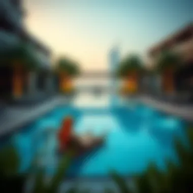 Luxurious pool area of Icon Tower 1