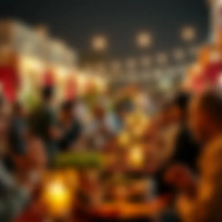 A vibrant community gathering in Dubai during iftar, showcasing the spirit of togetherness