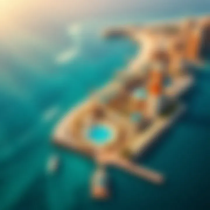 Aerial Perspective of JBR Beach Aerial view showcasing the beauty and layout of JBR Beach