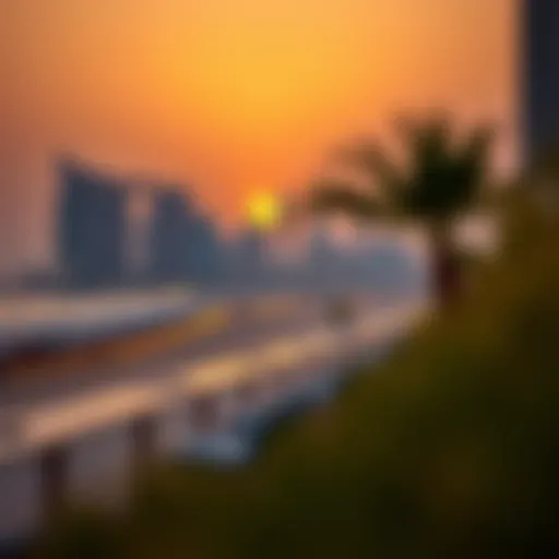 Sunset Over JBR Beach Stunning sunset view over JBR Beach highlighting the skyline