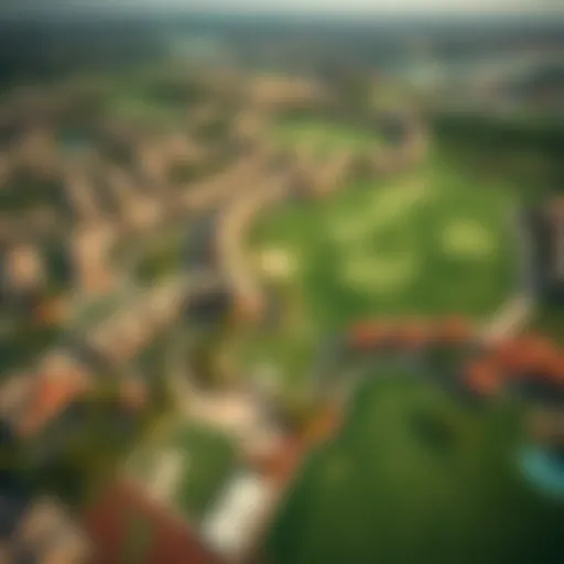 Aerial view of Jumeirah Golf Estates showcasing the lush greens and residential areas