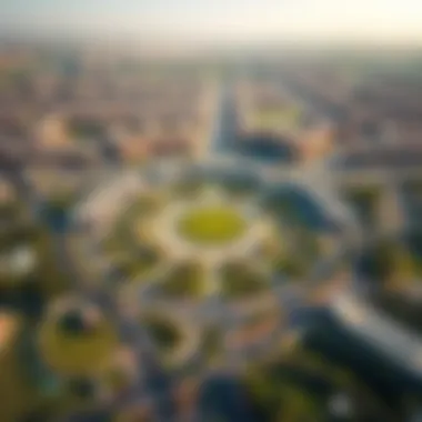 Aerial Perspective of Jumeirah Village Circle Aerial view of Jumeirah Village Circle showcasing its layout and greenery