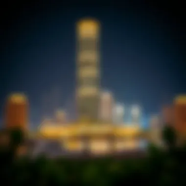 Marina Pinnacle Tower Illuminated at Night Night illumination of Marina Pinnacle Tower