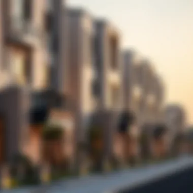 Modern residential buildings highlighting architectural elegance in Nad Al Sheba Gardens