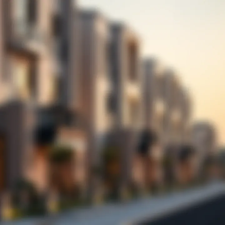 Modern residential buildings highlighting architectural elegance in Nad Al Sheba Gardens