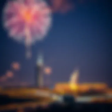 Fireworks illuminating the skyline of Abu Dhabi in honor of National Day