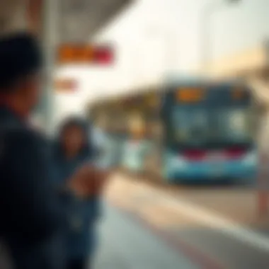 Commuter Checking Bus Schedule