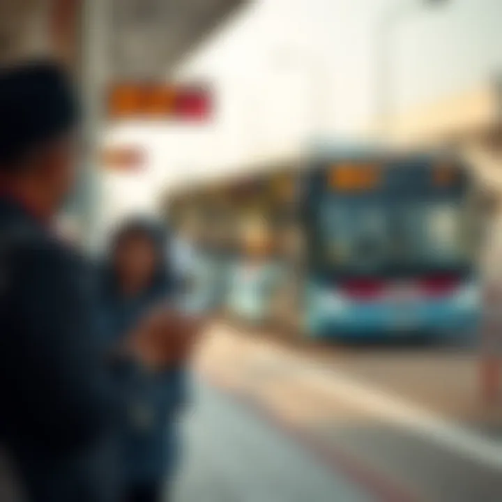 Commuter Checking Bus Schedule