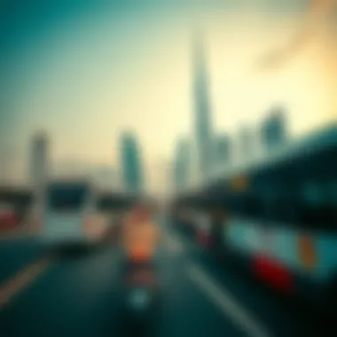 Dubai Skyline with Buses