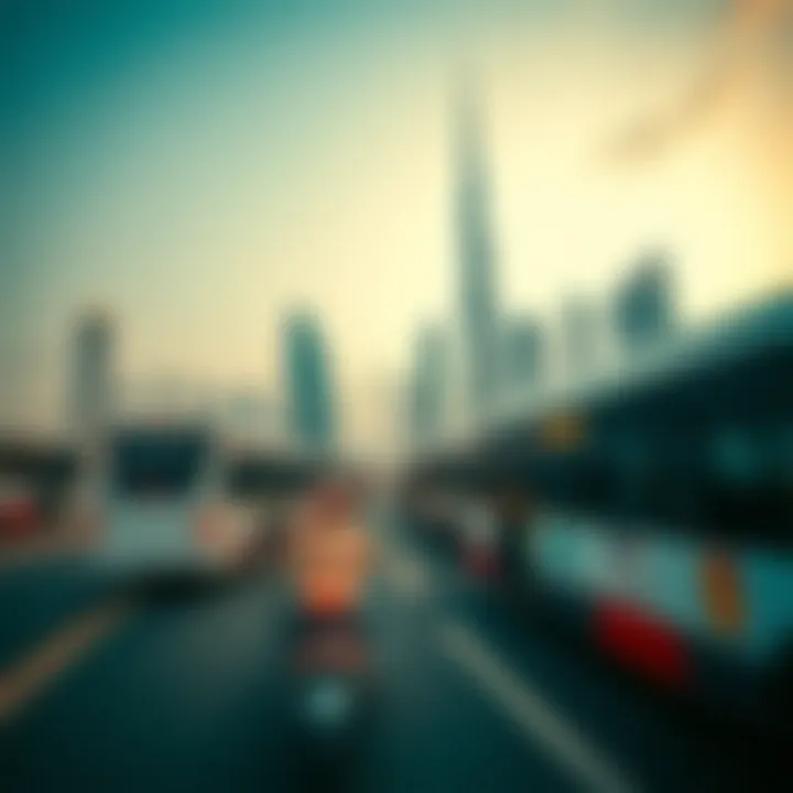 Dubai Skyline with Buses