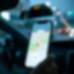 Visual representation of a taxi app interface in Dubai