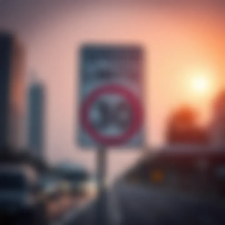Road sign indicating speed limits in Dubai