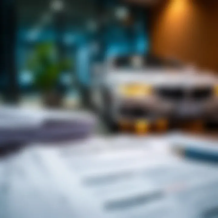 Vehicle insurance documents spread out on a table