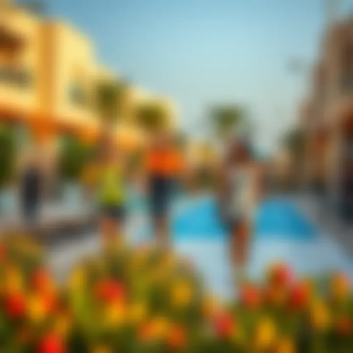 Vibrant community lifestyle in Rabdan developments, illustrating recreational amenities and social spaces.