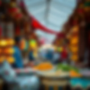 A vibrant market in Oman showcasing local culture and crafts