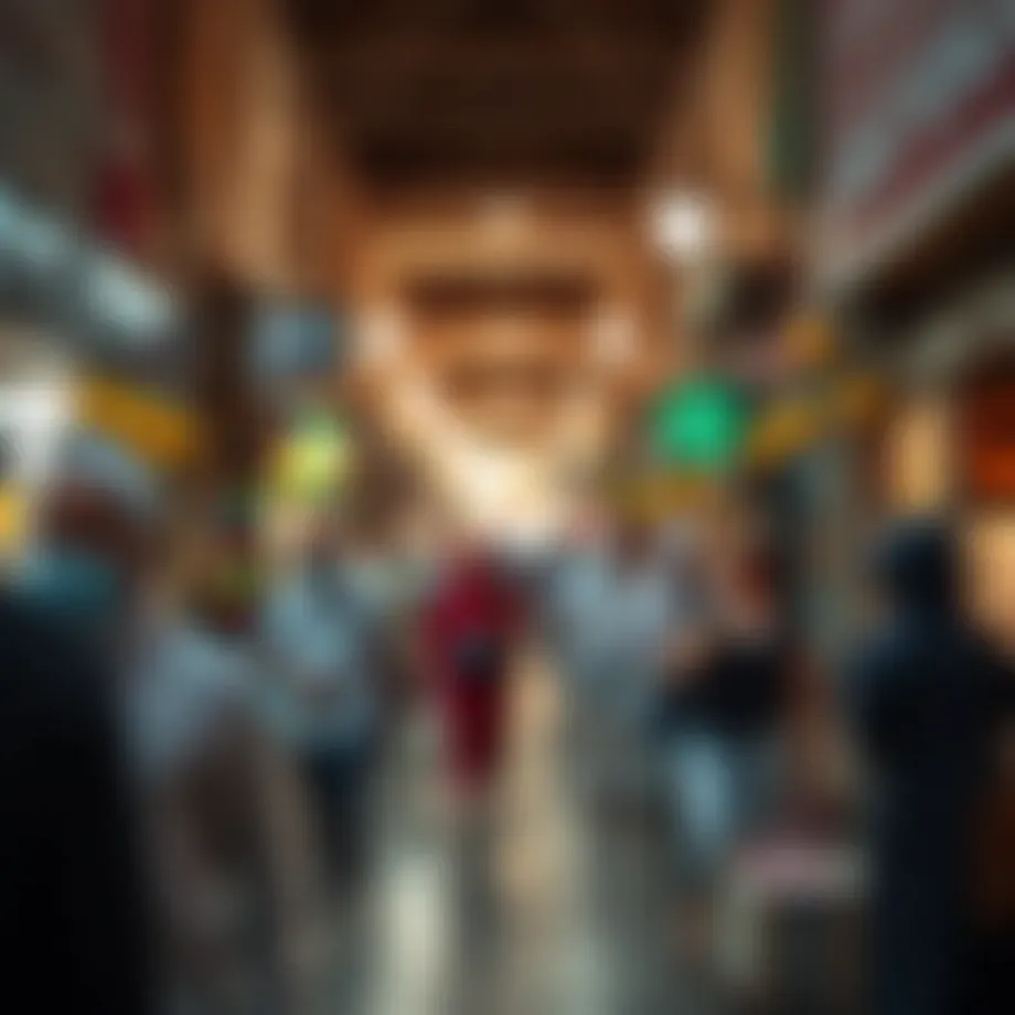 Vibrant marketplace atmosphere of Souk Al Marfa