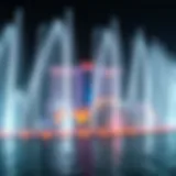 The mesmerizing display of water and lights at the Dubai Dancing Fountain.