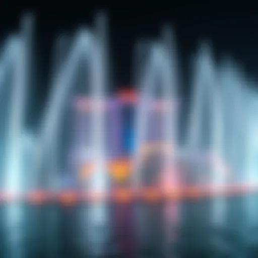 The mesmerizing display of water and lights at the Dubai Dancing Fountain.