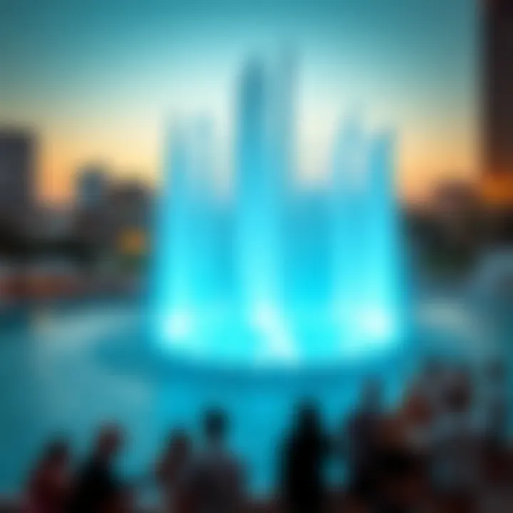 Vibrant Visitor Experience Visitors enjoying the vibrant atmosphere surrounding the Dubai Dancing Fountain.