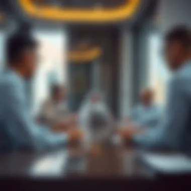 Strategic Investment Discussions Investment meeting taking place in a high-rise financial tower