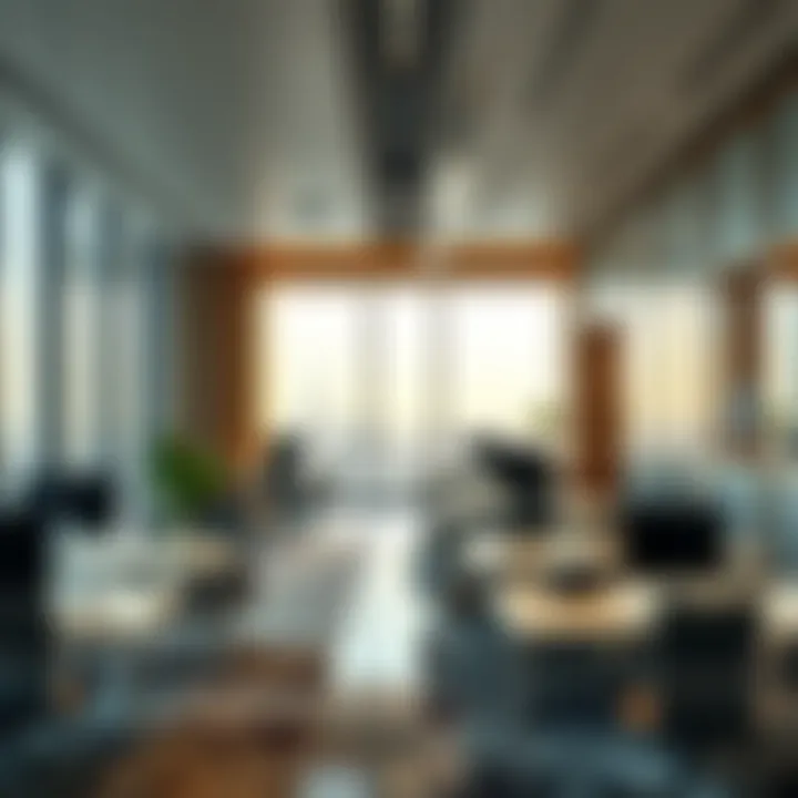 Contemporary Office Spaces Interior view of a modern financial office space in a Dubai tower