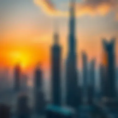 Dubai's Architectural Marvels Stunning skyline showcasing Dubai's financial towers at sunset