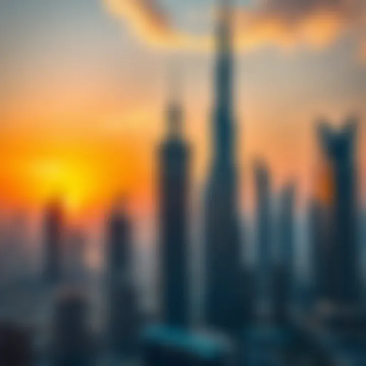 Dubai's Architectural Marvels Stunning skyline showcasing Dubai's financial towers at sunset