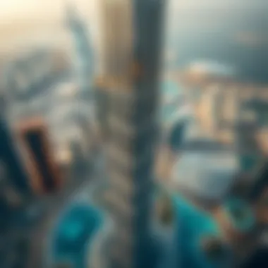 Aerial view of the tallest tower in Dubai showcasing its stunning architectural design