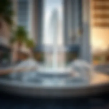 The Pointe Water Fountain in harmony with its surrounding architecture