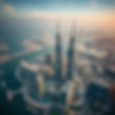 Twin Towers: Aerial Perspective of a City Icon Aerial shot showing the Twin Towers in relation to surrounding landmarks