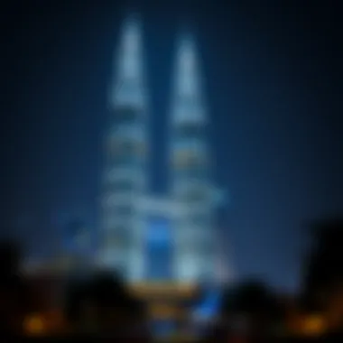 Twin Towers at Night: A Glimpse of Brilliance Night view of the Twin Towers with lit facades