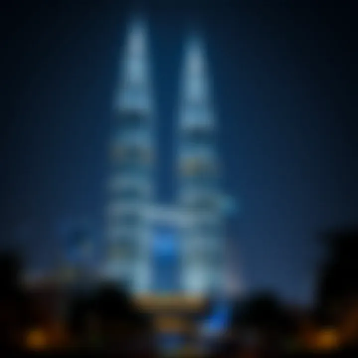Twin Towers at Night: A Glimpse of Brilliance Night view of the Twin Towers with lit facades