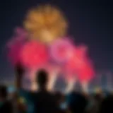 Celebration of UAE National Day with fireworks lighting up the sky