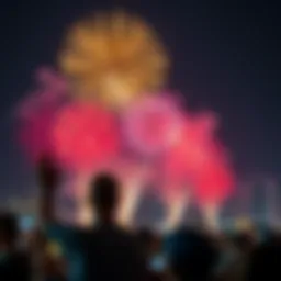 Celebration of UAE National Day with fireworks lighting up the sky