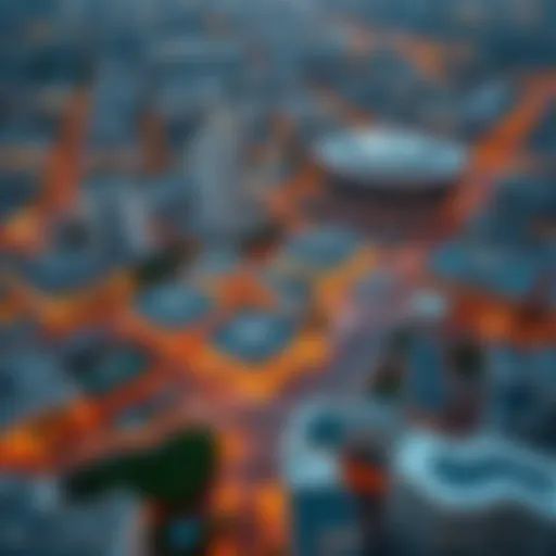 Aerial view of Karama district highlighting postal areas