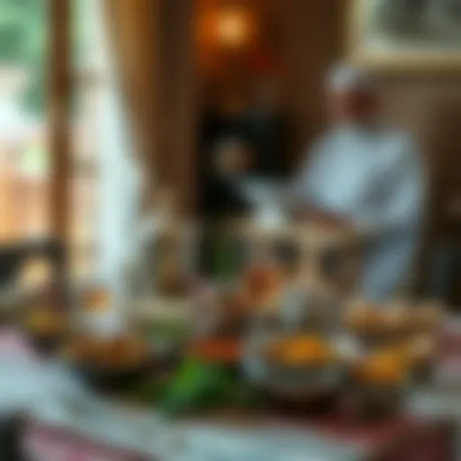 A beautifully arranged Suhur meal with traditional dishes
