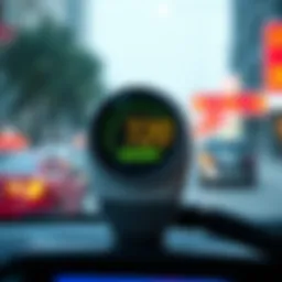 Detailed view of a modern taxi meter in Dubai