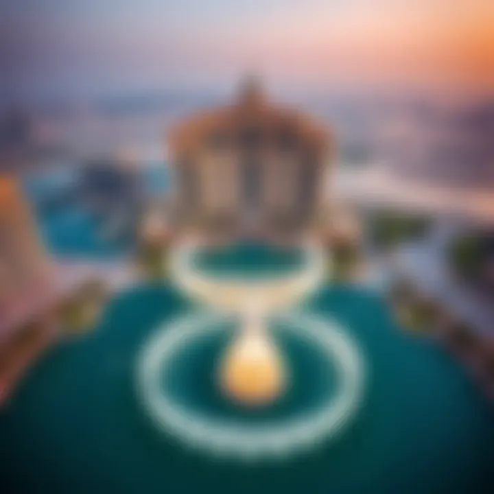 Aerial perspective showcasing the layout of the Dubai Fountains