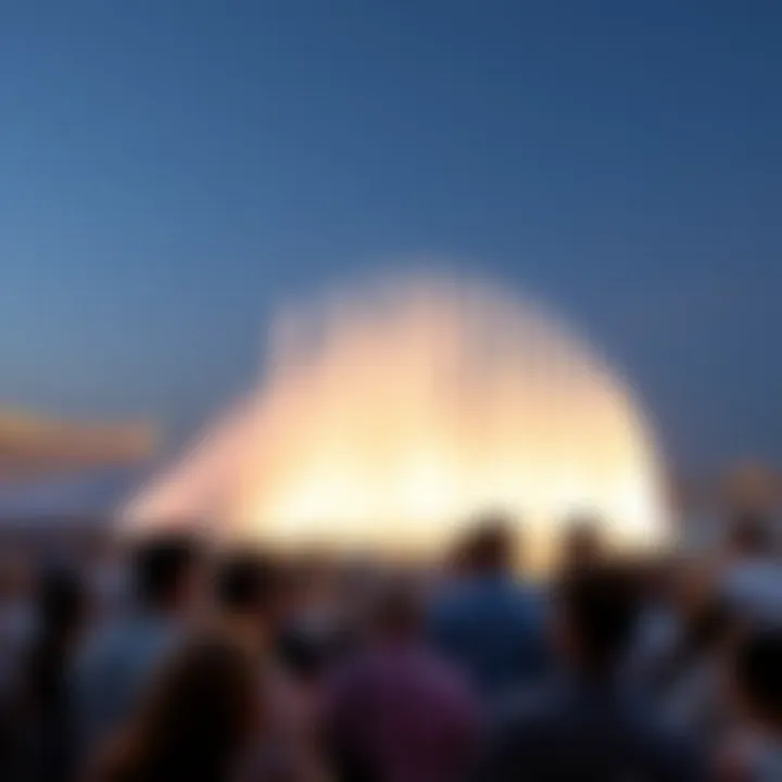 Crowd enjoying the Dubai Fountains show from a nearby viewpoint
