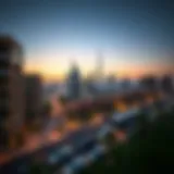 Stunning skyline view of Wahat Al Zayed at dusk