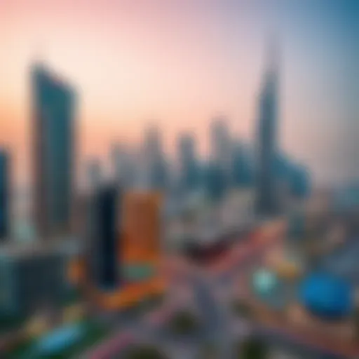 Skyline of Dubai showcasing iconic real estate developments