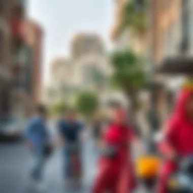Vibrant street life in Zabeel 2 demonstrating community engagement